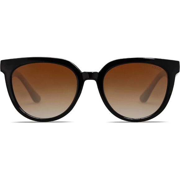 No Brand Accessories - 💫 Women Black Trendy Cat Eye Sunglasses Round Polarized Fashion Sunnies Eyewear